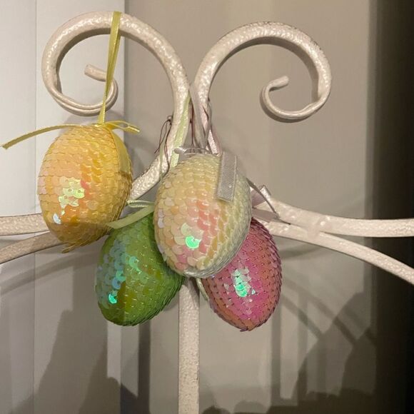 Easter Egg Ornament Sequin Set Of 4 - Picture 4 of 5